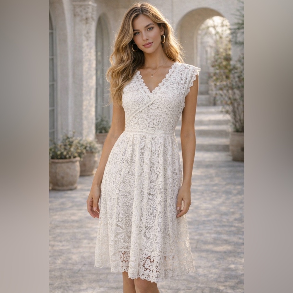 Anthropologie Kaimilam White Lace Dress XL Embroidered Lace NWT $395